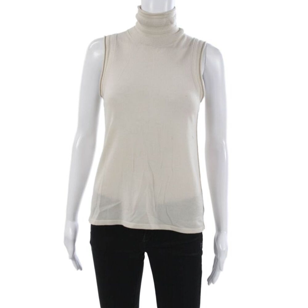 Theory Womens Merino Wool Sleeveless Turtleneck Tank Beige Size PP